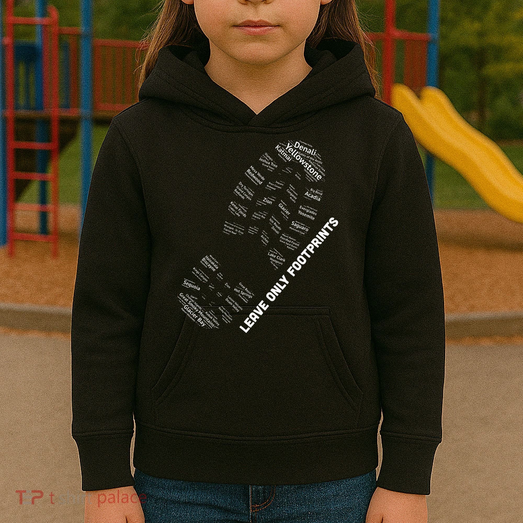 National Parks Boot Print Listing All National Parks Kids Hoodie