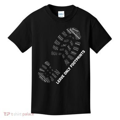 National Parks Boot Print Listing All National Parks Kids T-Shirt
