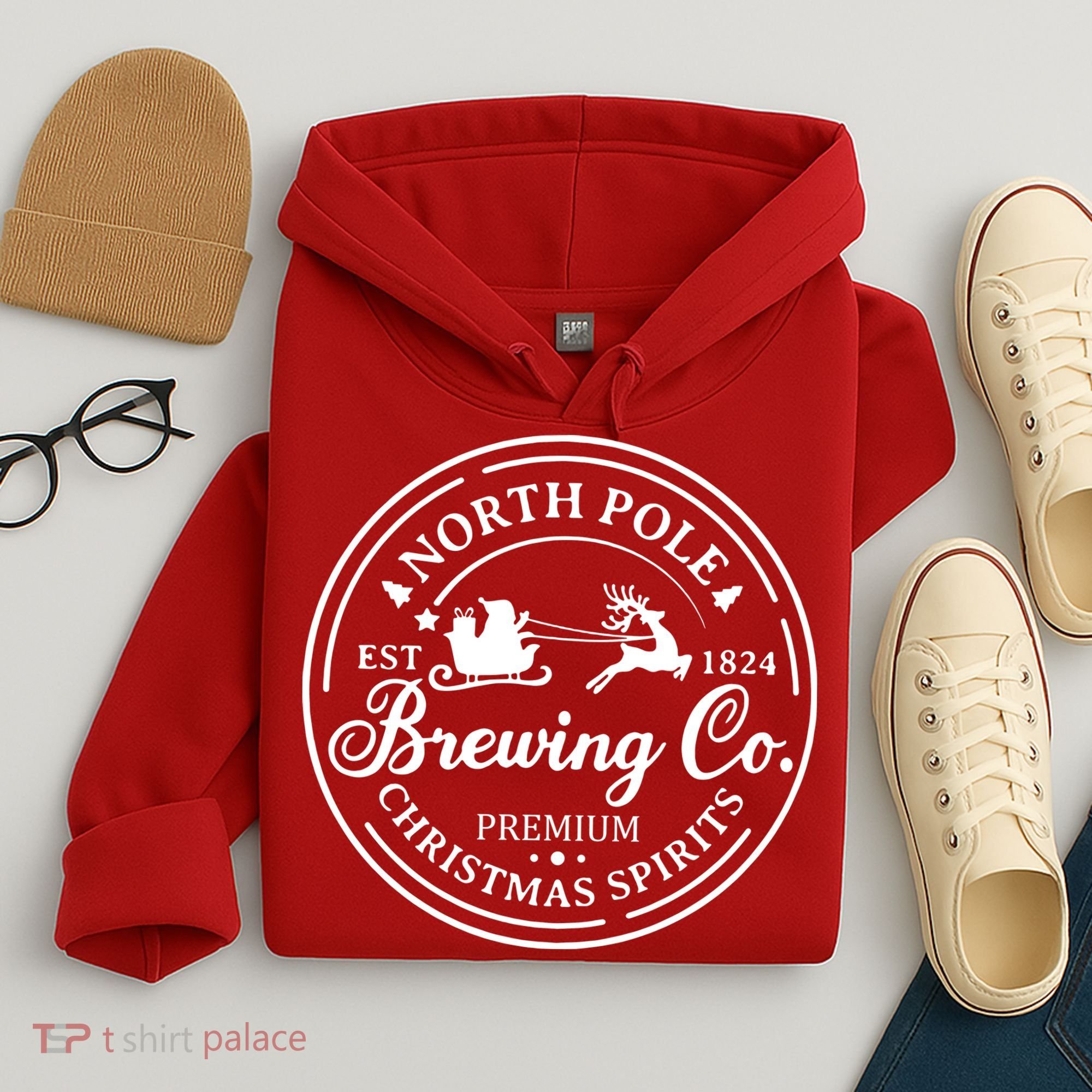 North Pole Brewing Co Shirt Santa Sleigh Rides Christmas Hoodie