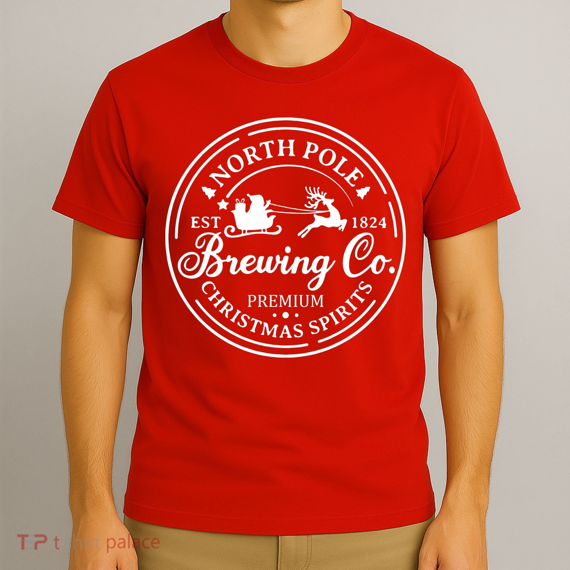 North Pole Brewing Co Shirt Santa Sleigh Rides Christmas T-Shirt