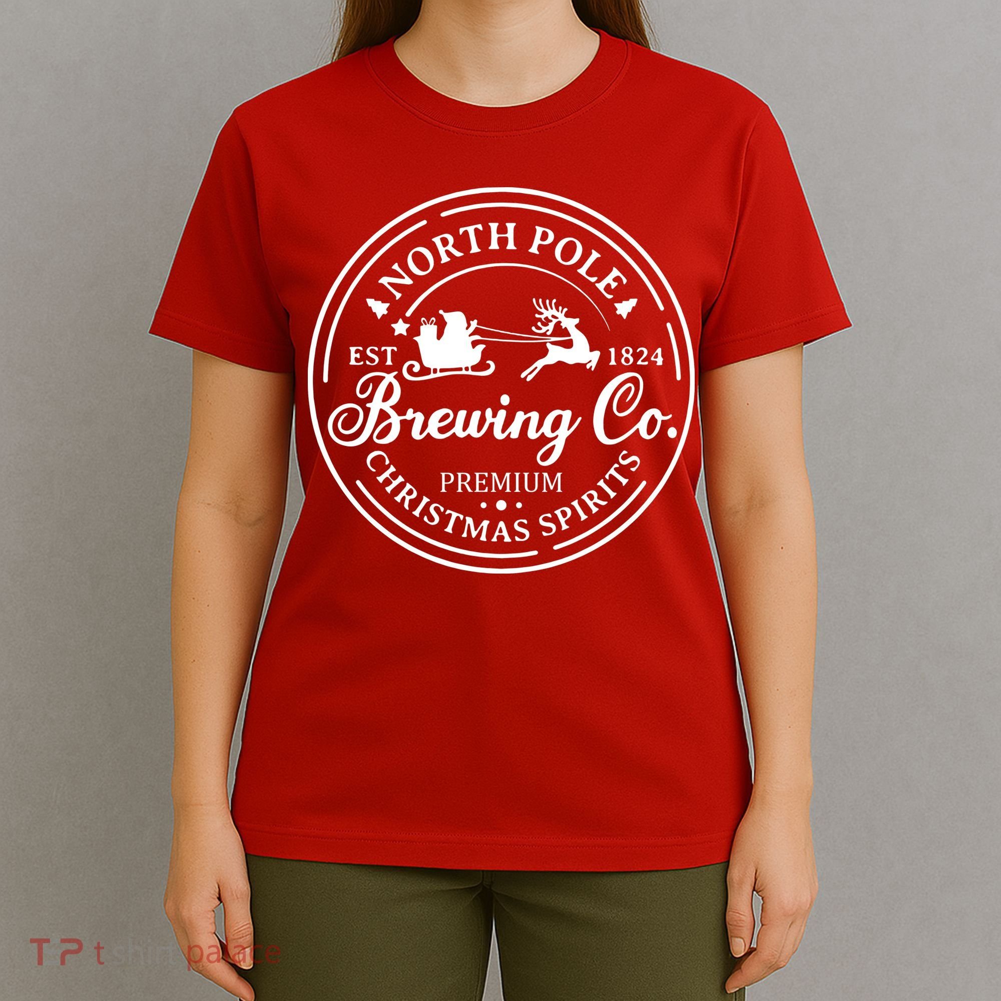 North Pole Brewing Co Shirt Santa Sleigh Rides Christmas T-Shirt