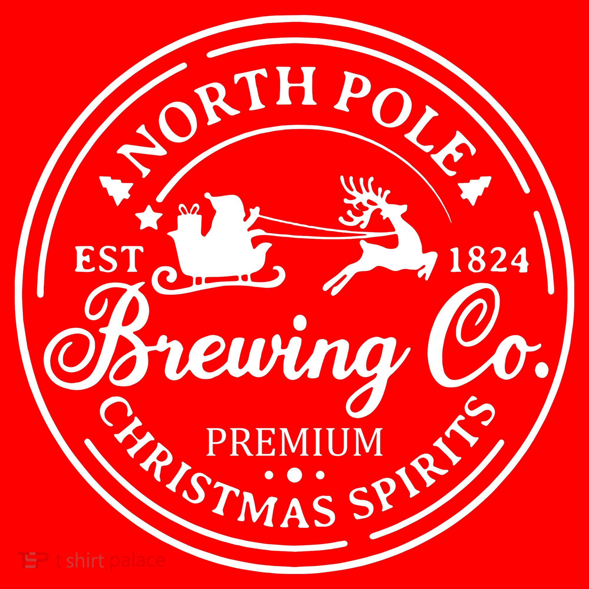 North Pole Brewing Co Shirt Santa Sleigh Rides Christmas Coaster