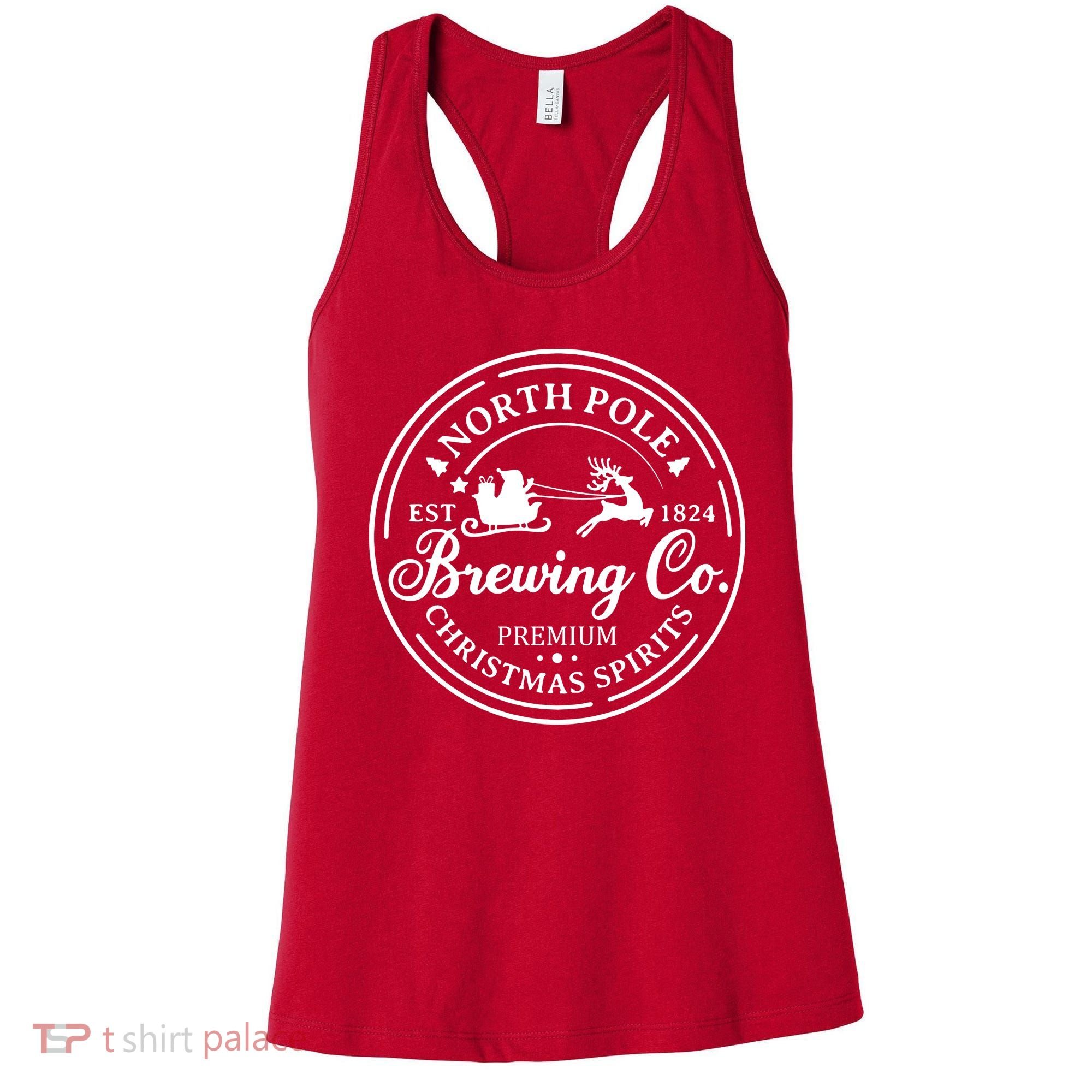 North Pole Brewing Co Shirt Santa Sleigh Rides Christmas Women's Tank Top