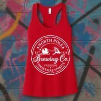 North Pole Brewing Co Shirt Santa Sleigh Rides Christmas Women's Tank Top thumb 3