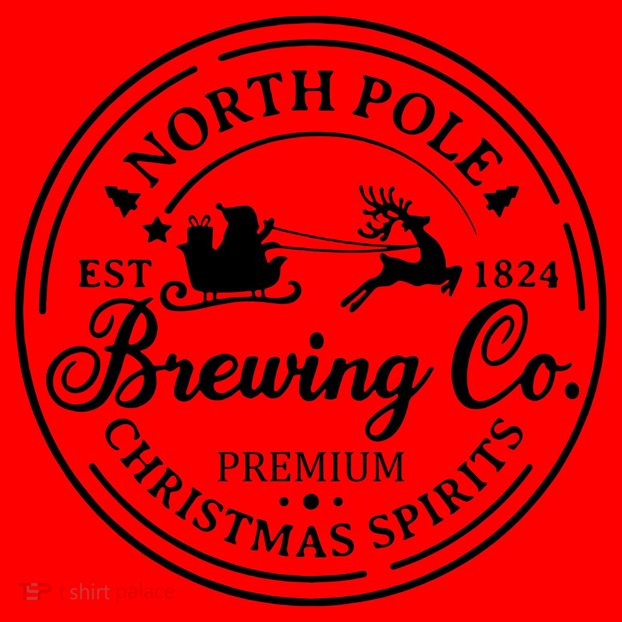 North Pole Brewing Co Shirt Santa Sleigh Rides Christmas Santa Hat