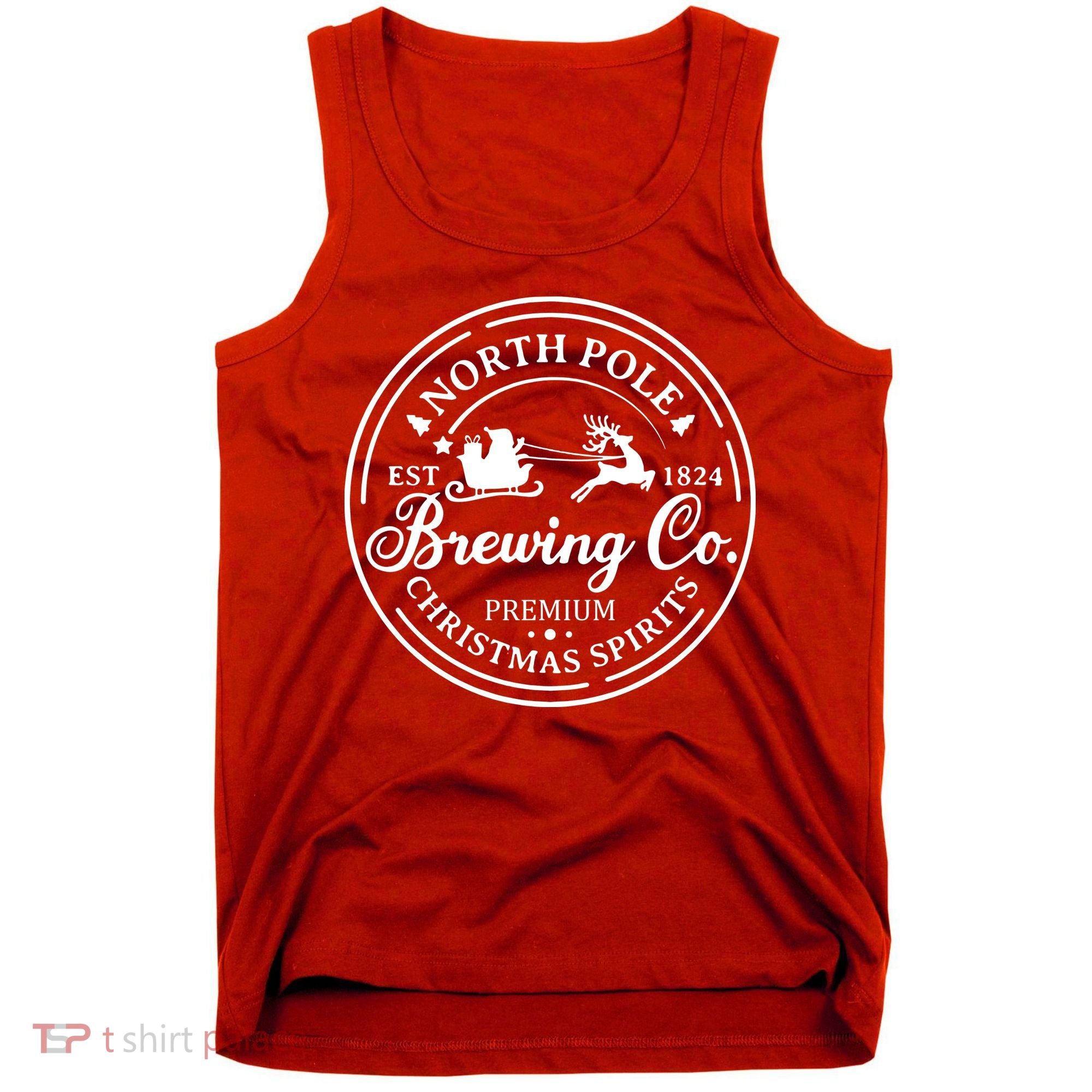 North Pole Brewing Co Shirt Santa Sleigh Rides Christmas Tank Top