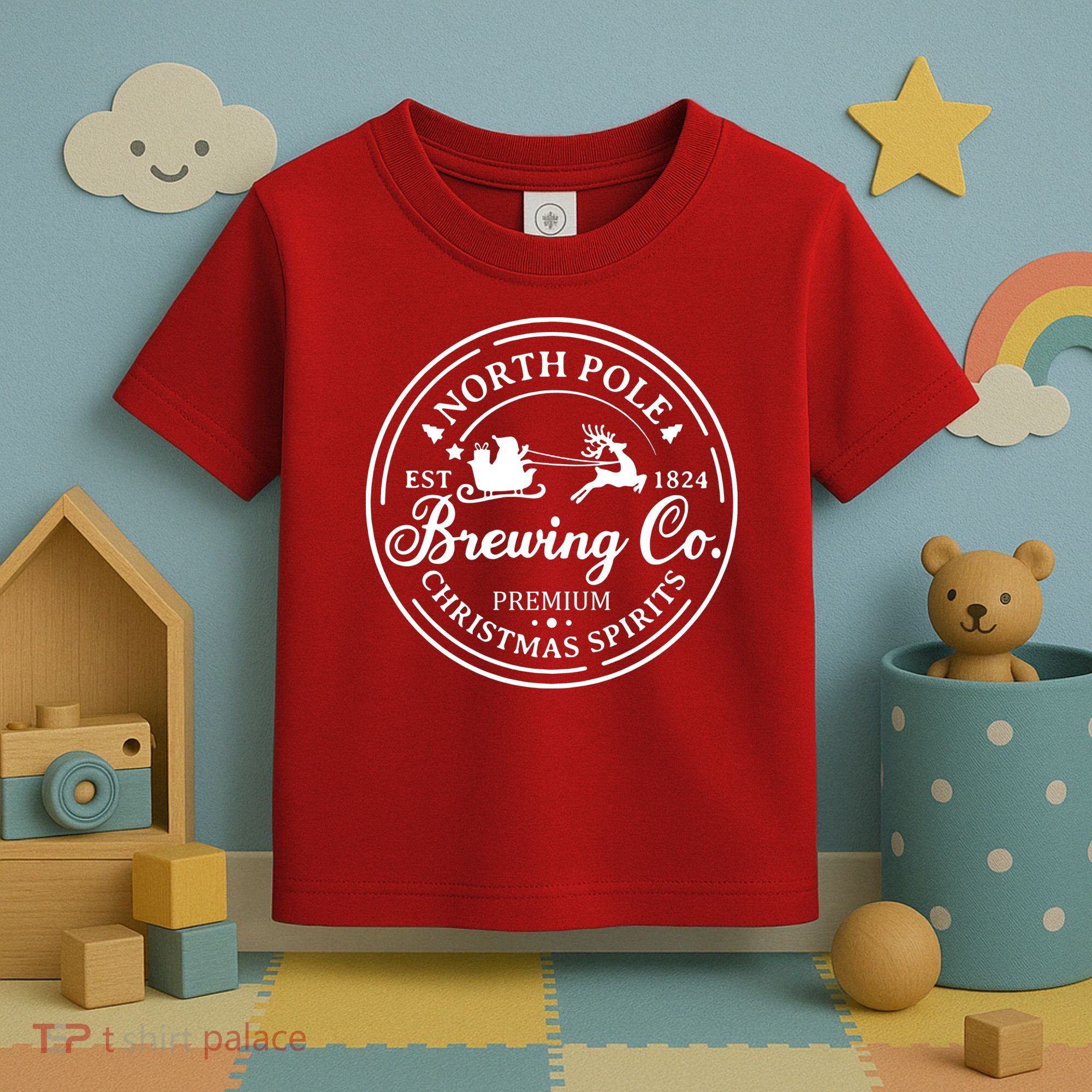North Pole Brewing Co Shirt Santa Sleigh Rides Christmas Toddler T-Shirt