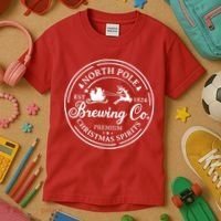 North Pole Brewing Co Shirt Santa Sleigh Rides Christmas Kids T-Shirt thumb 3