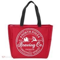 North Pole Brewing Co Shirt Santa Sleigh Rides Christmas Tote Bag thumb 0