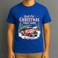 North Pole Christmas Tree Farm Always Fresh Vintage Truck Gift T-Shirt thumb 3