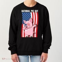 National Pig Day Dabbing Usa Flag Gift Women's Sweatshirt thumb 0