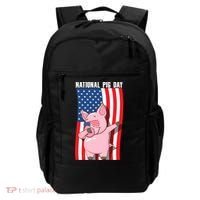 National Pig Day Dabbing Usa Flag Gift Backpack thumb 0