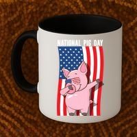 National Pig Day Dabbing Usa Flag Gift Coffee Mug thumb 2