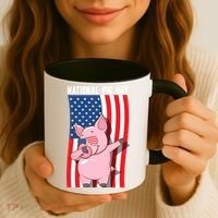 National Pig Day Dabbing Usa Flag Gift Coffee Mug thumb 3