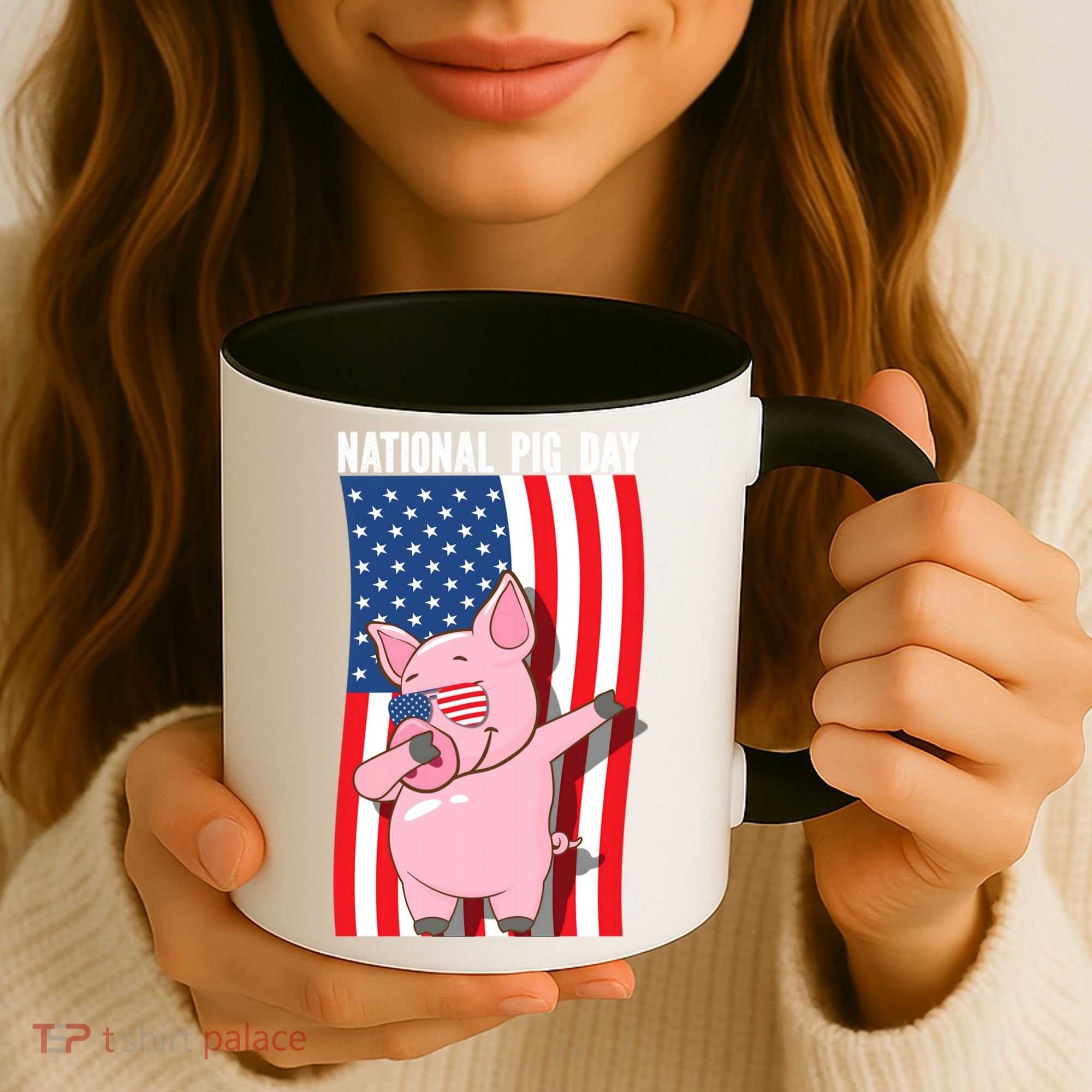National Pig Day Dabbing Usa Flag Gift Coffee Mug