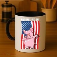 National Pig Day Dabbing Usa Flag Gift Coffee Mug thumb 4