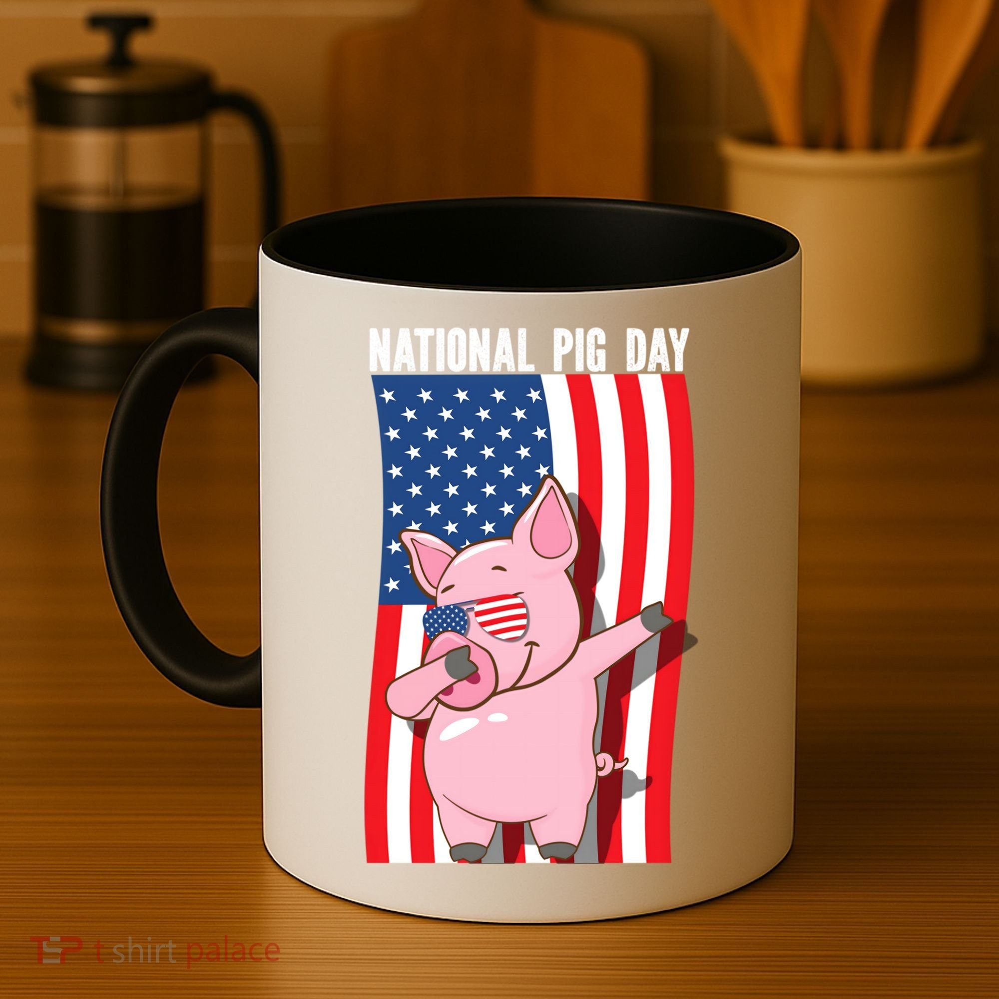 National Pig Day Dabbing Usa Flag Gift Coffee Mug