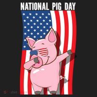 National Pig Day Dabbing Usa Flag Gift Beanie thumb 2