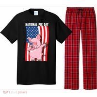 National Pig Day Dabbing Usa Flag Gift Pajama Set thumb 0