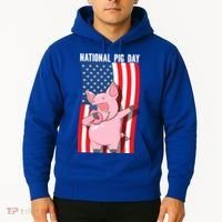 National Pig Day Dabbing Usa Flag Gift Hoodie thumb 2