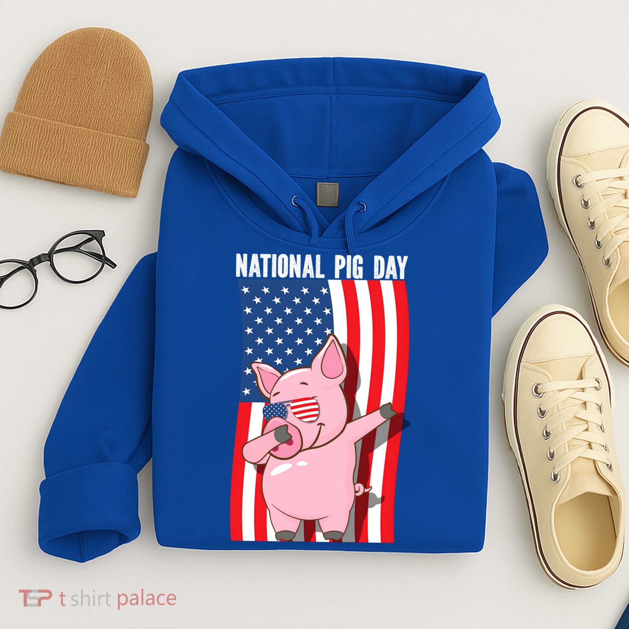National Pig Day Dabbing Usa Flag Gift Hoodie