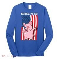 National Pig Day Dabbing Usa Flag Gift Long Sleeve Shirt thumb 0