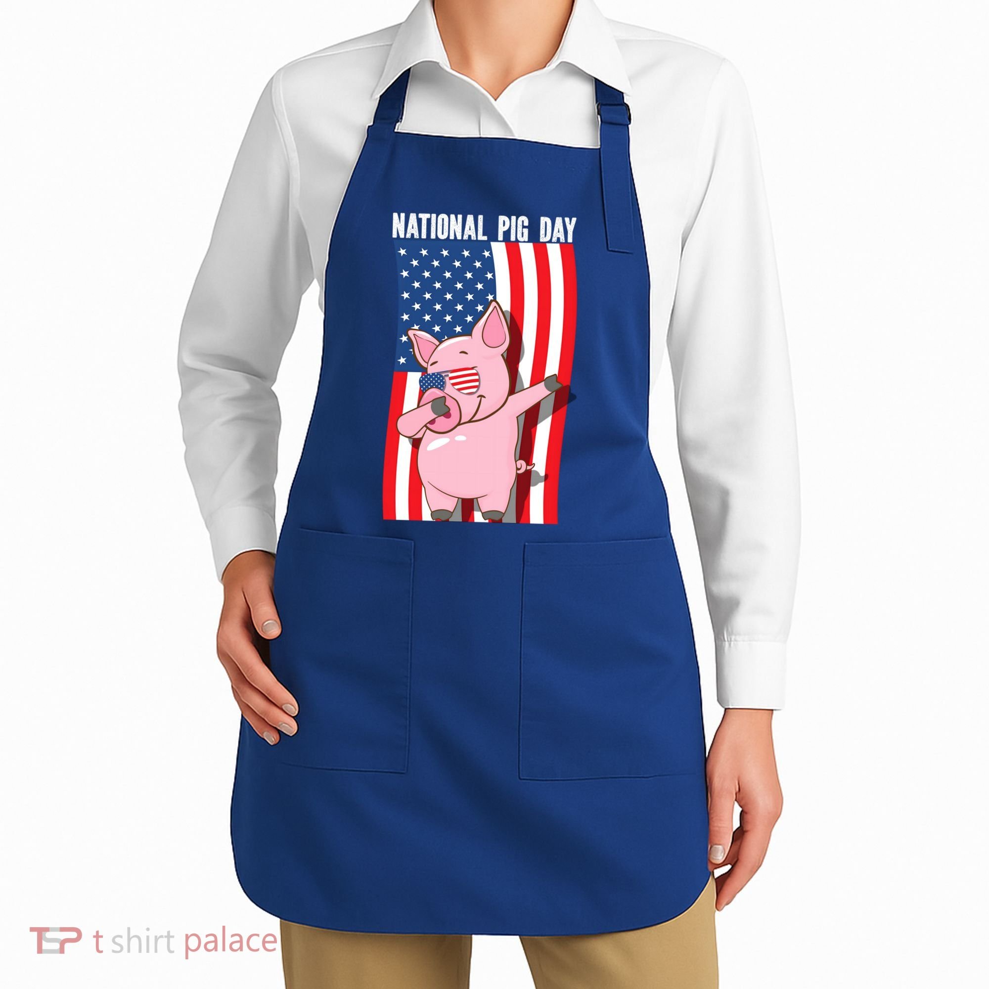National Pig Day Dabbing Usa Flag Gift Apron