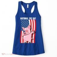 National Pig Day Dabbing Usa Flag Gift Women's Tank Top thumb 0