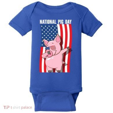 National Pig Day Dabbing Usa Flag Gift Baby Bodysuit