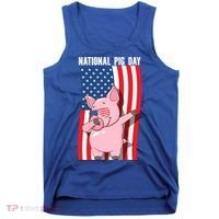 National Pig Day Dabbing Usa Flag Gift Tank Top thumb 0