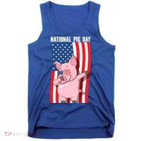 National Pig Day Dabbing Usa Flag Gift Tank Top thumb 0