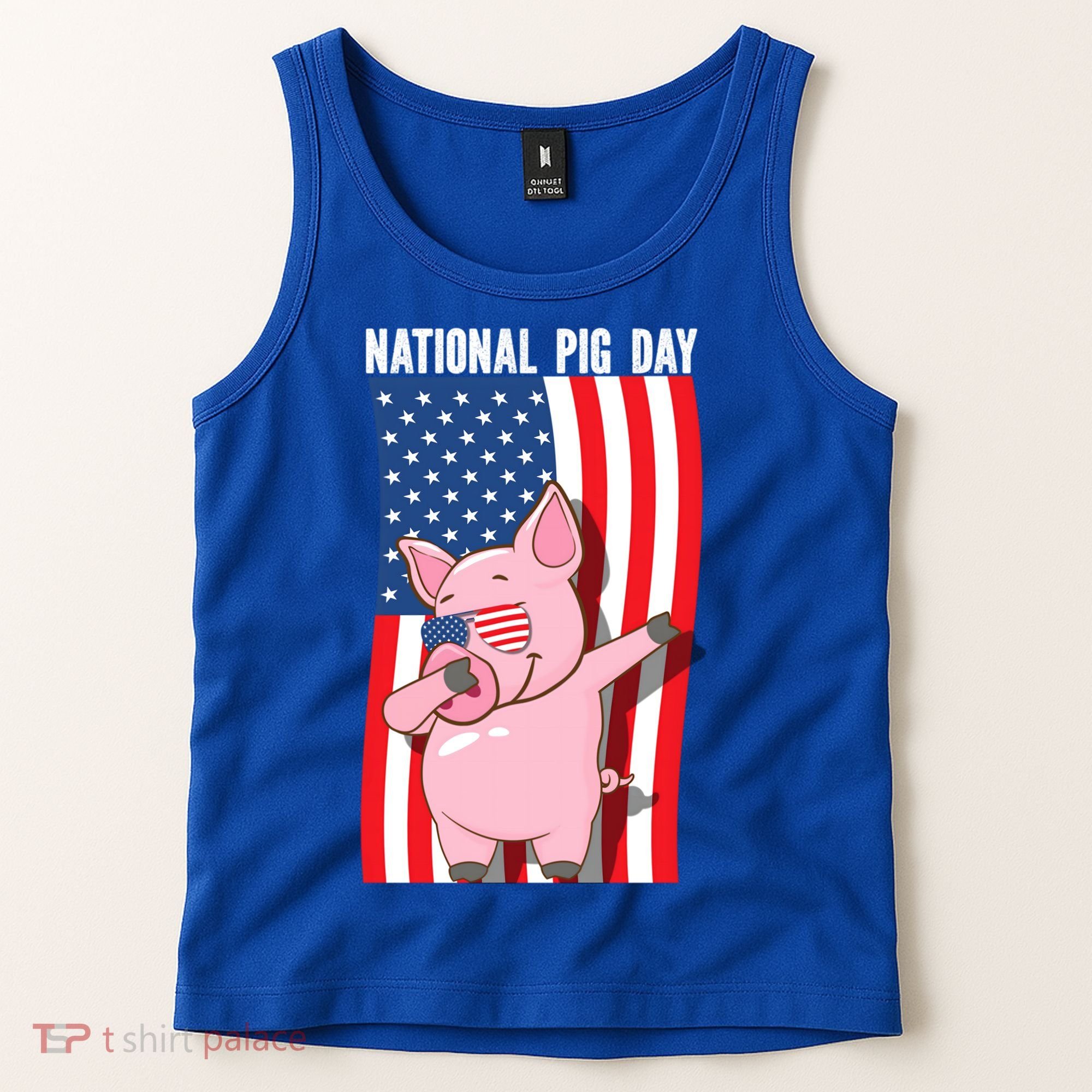 National Pig Day Dabbing Usa Flag Gift Tank Top