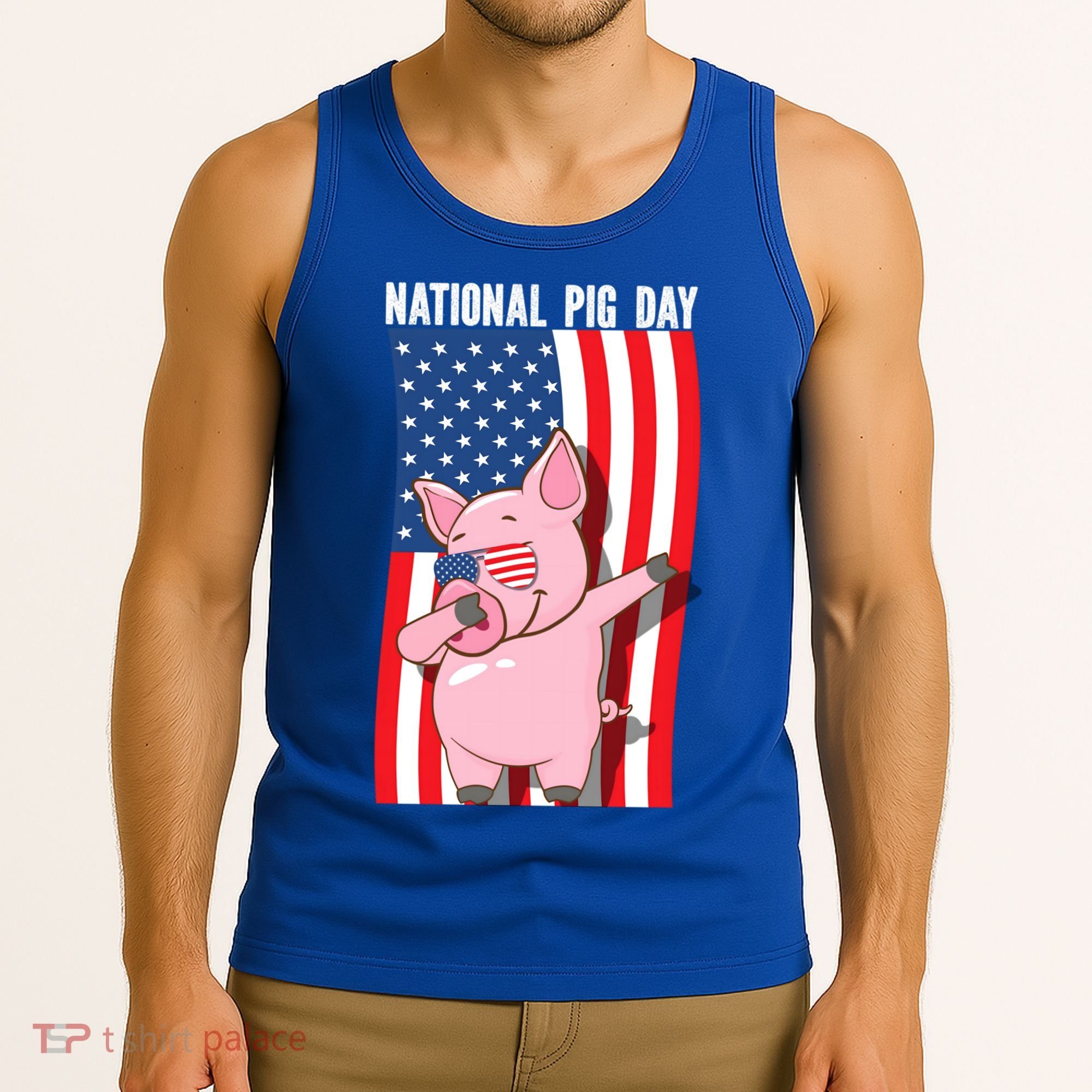 National Pig Day Dabbing Usa Flag Gift Tank Top