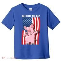 National Pig Day Dabbing Usa Flag Gift Toddler T-Shirt thumb 0