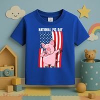 National Pig Day Dabbing Usa Flag Gift Toddler T-Shirt thumb 3