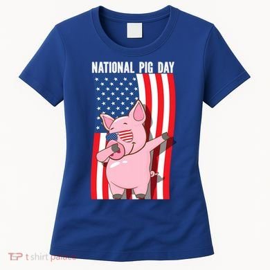 National Pig Day Dabbing Usa Flag Gift Women's T-Shirt