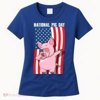 National Pig Day Dabbing Usa Flag Gift Women's T-Shirt thumb 0