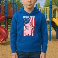 National Pig Day Dabbing Usa Flag Gift Kids Hoodie thumb 2
