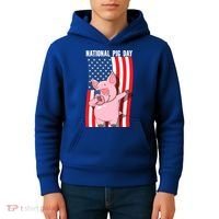 National Pig Day Dabbing Usa Flag Gift Kids Hoodie thumb 4