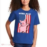 National Pig Day Dabbing Usa Flag Gift Kids T-Shirt thumb 2