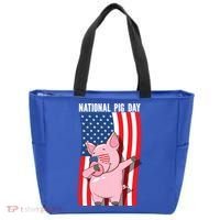 National Pig Day Dabbing Usa Flag Gift Tote Bag thumb 0