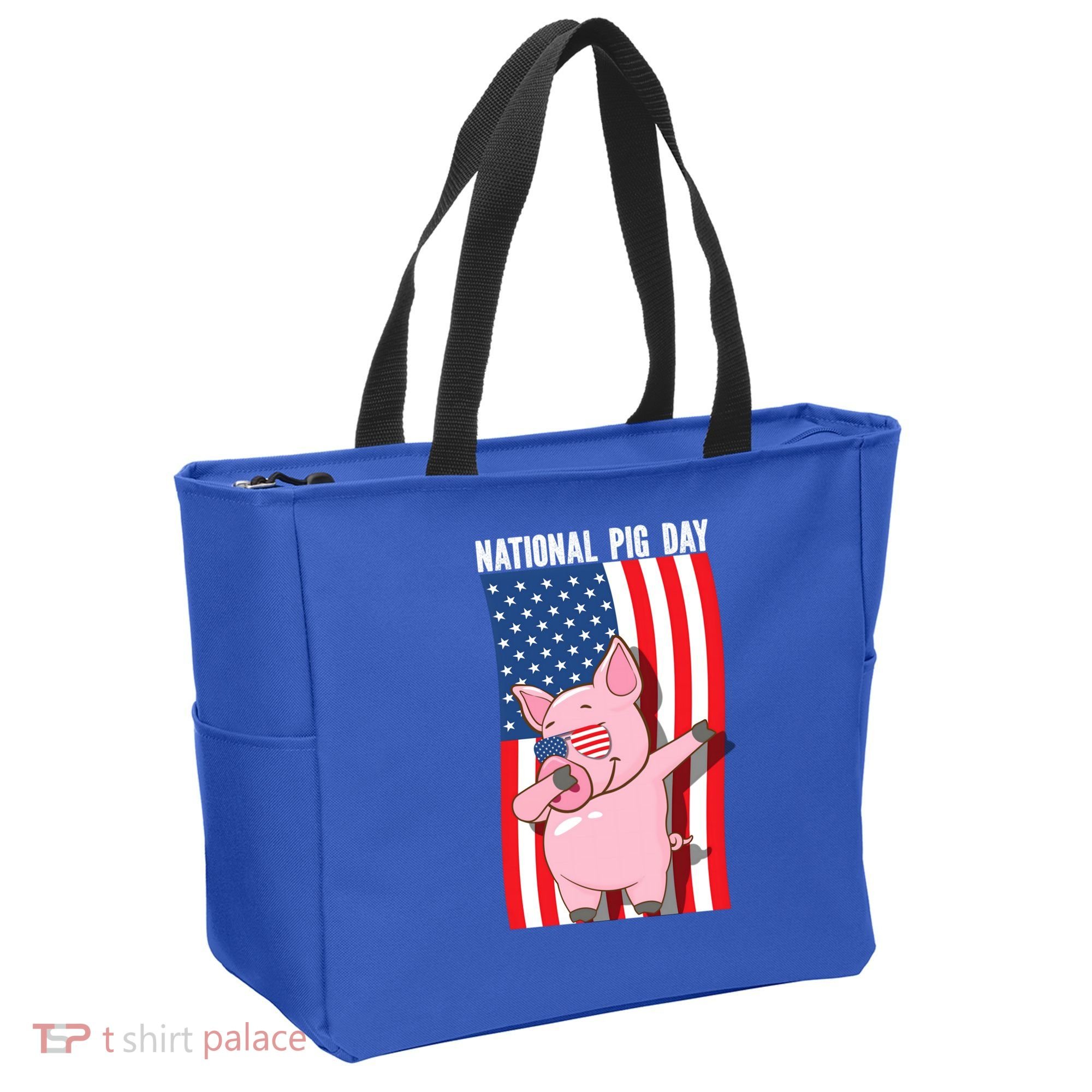 National Pig Day Dabbing Usa Flag Gift Tote Bag