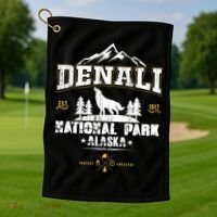National Park Denali Alaska Golf Towel thumb 1