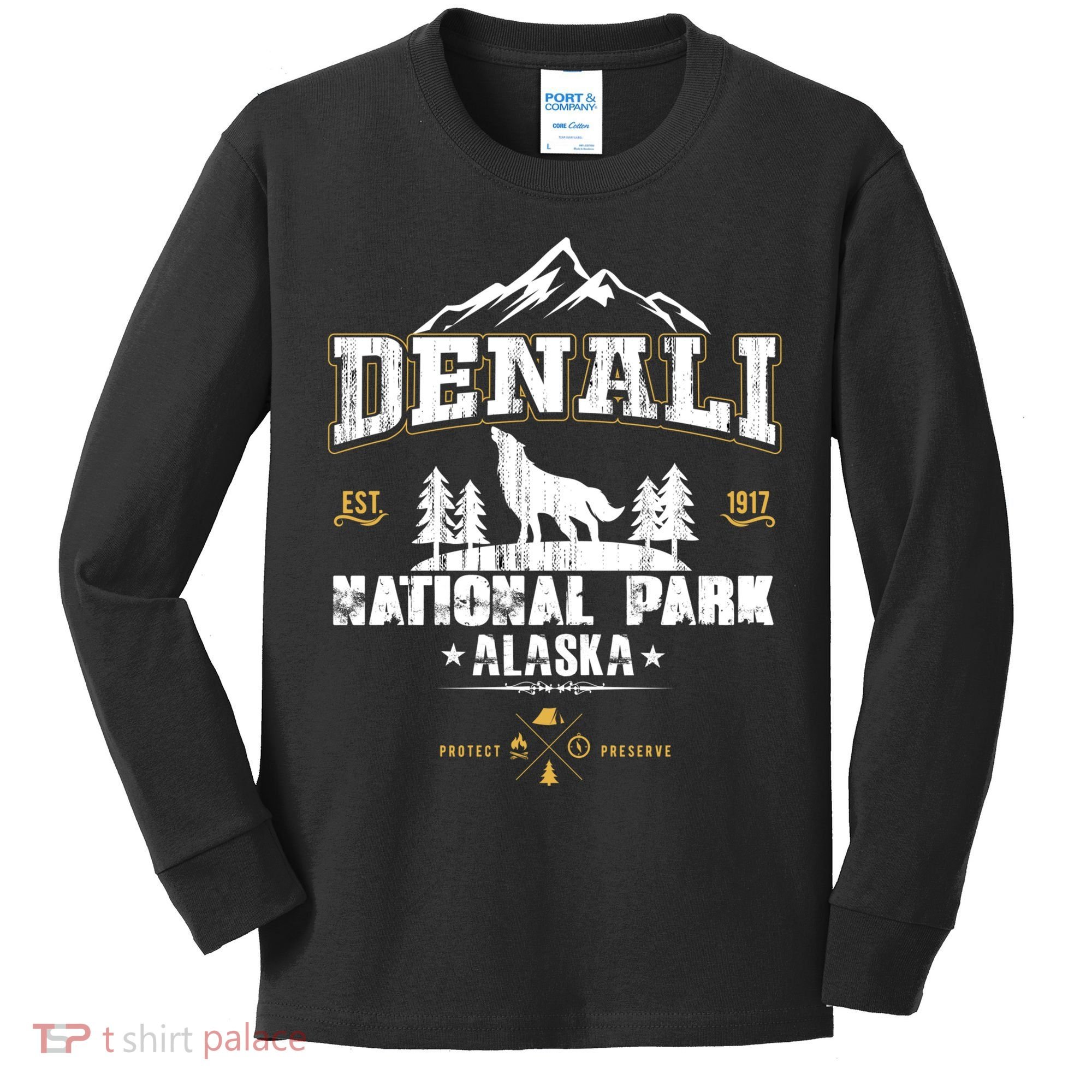 National Park Denali Alaska Kids Long Sleeve Shirt