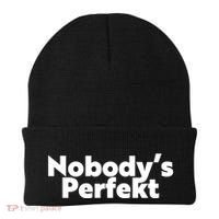NobodyS Perfekt Funny Typo Sarcastic Pun Statement Humor Beanie thumb 0