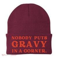 Nobody Puts Gravy In A Corner Funny Thanksgiving Saying Beanie thumb 0