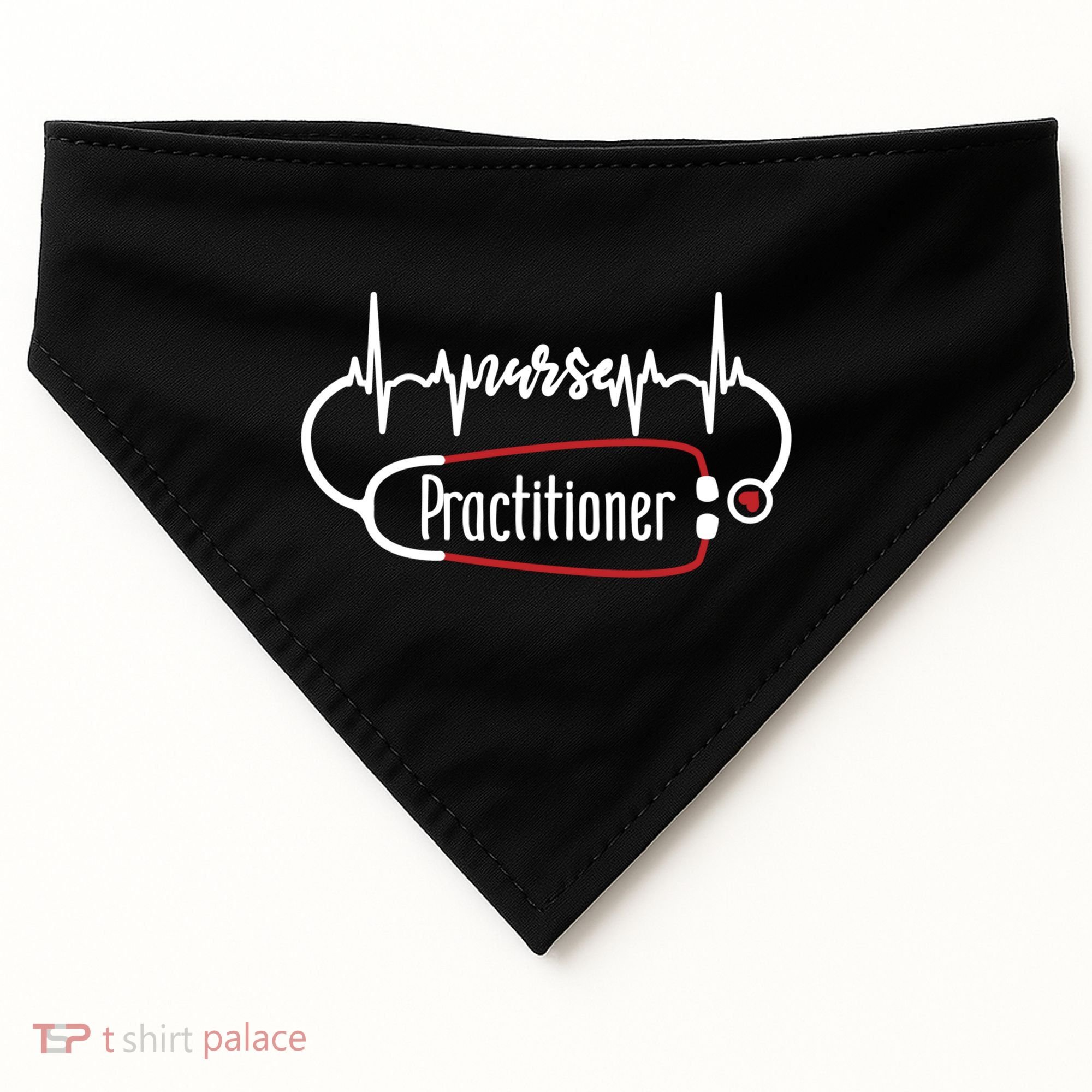 Nurse Practitioner Heartbeat Heart Stethoscope Nursing Gift USA-Made Doggie Bandana
