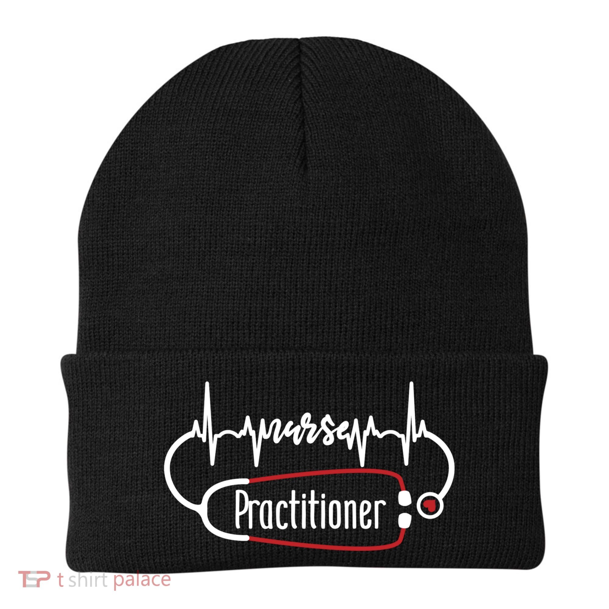 Nurse Practitioner Heartbeat Heart Stethoscope Nursing Gift Beanie