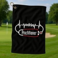 Nurse Practitioner Heartbeat Heart Stethoscope Nursing Gift Golf Towel thumb 1