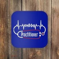 Nurse Practitioner Heartbeat Heart Stethoscope Nursing Gift Coaster thumb 0